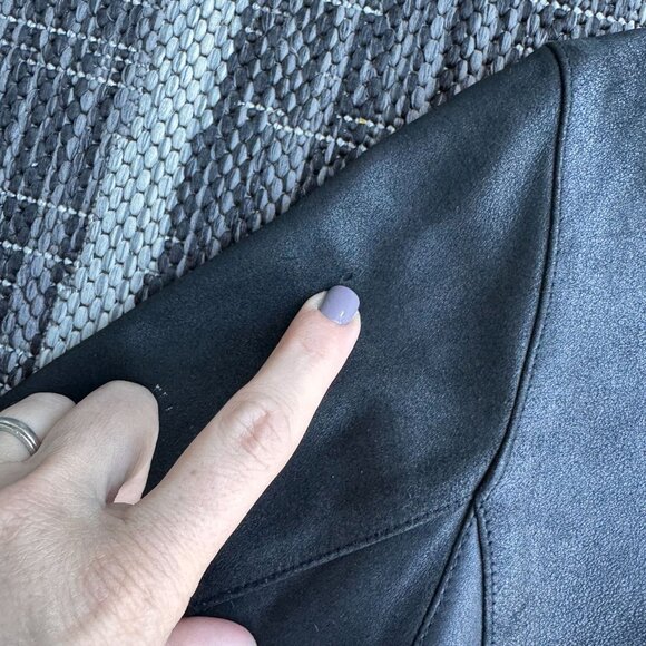 Nicole Miller Leather Moto Jacket Womens‎ Black L Vintage Soft Zip Light Fall - Picture 7 of 8